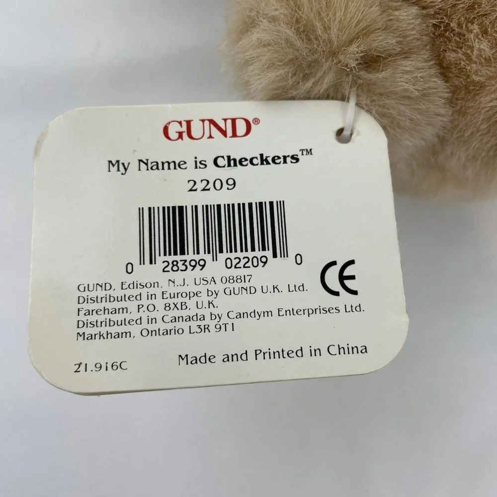 RARE Gund Checkers Teddy Bear 8”‎ Plush #2209 Plaid Bow Tan Vintage 1993 HTF